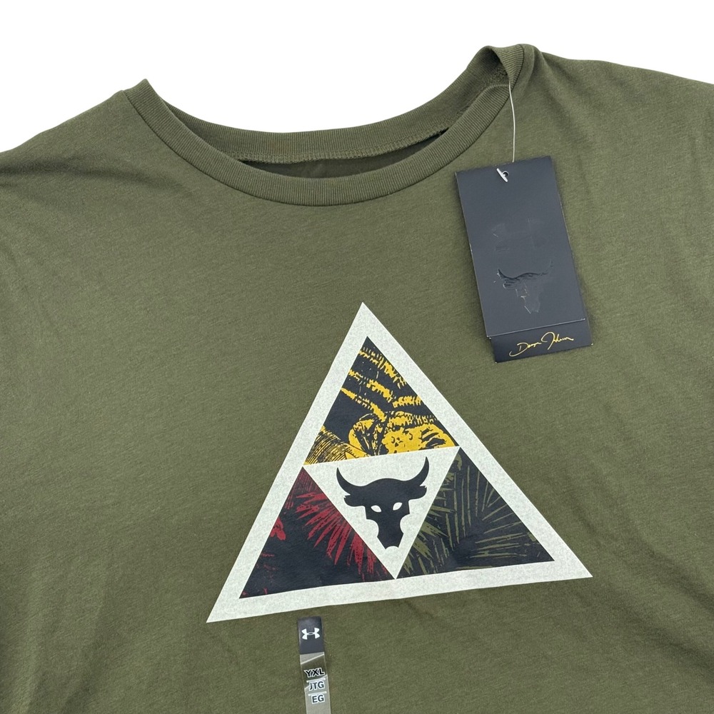 Under Armour Project Rock‎ Youth T Shirt Graphic Logo Green XL